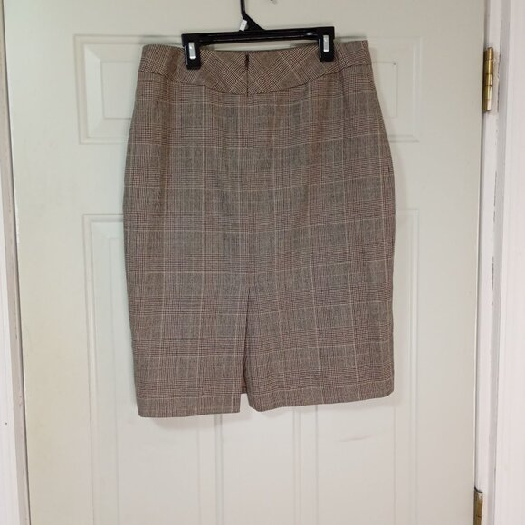 J.Crew Womens Wool Plaid Pencil Skirt Size 6 Brown Office - Picture 6 of 8